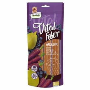 Vital Fiber חטיף דנטלי מקל לעיסה בטעם אגס, גזר סגול ואוכמניות 250 גרם