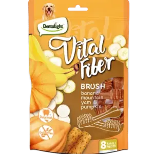 Vital Fiber חטיף דנטלי בצורת מברשת שיניים בטעם בננה, בטטה ודלעת 80 גרם