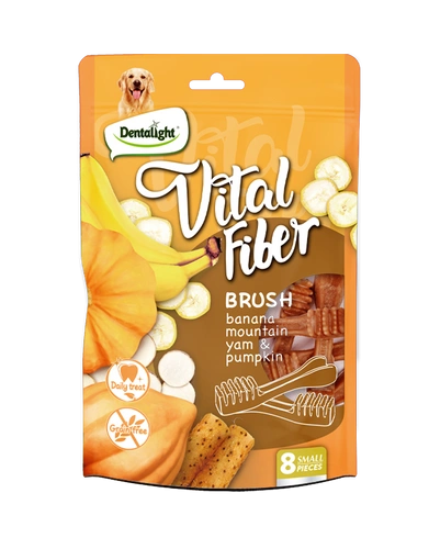 Vital Fiber חטיף דנטלי בצורת מברשת שיניים בטעם בננה, בטטה ודלעת 80 גרם