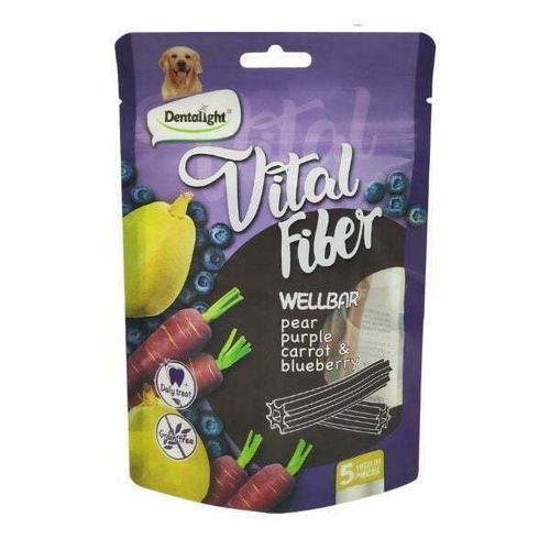 Vital Fiber מקל לעיסה דנטלי ללא דגנים בטעם אגס, גזר סגול ואוכמניות 80 גרם