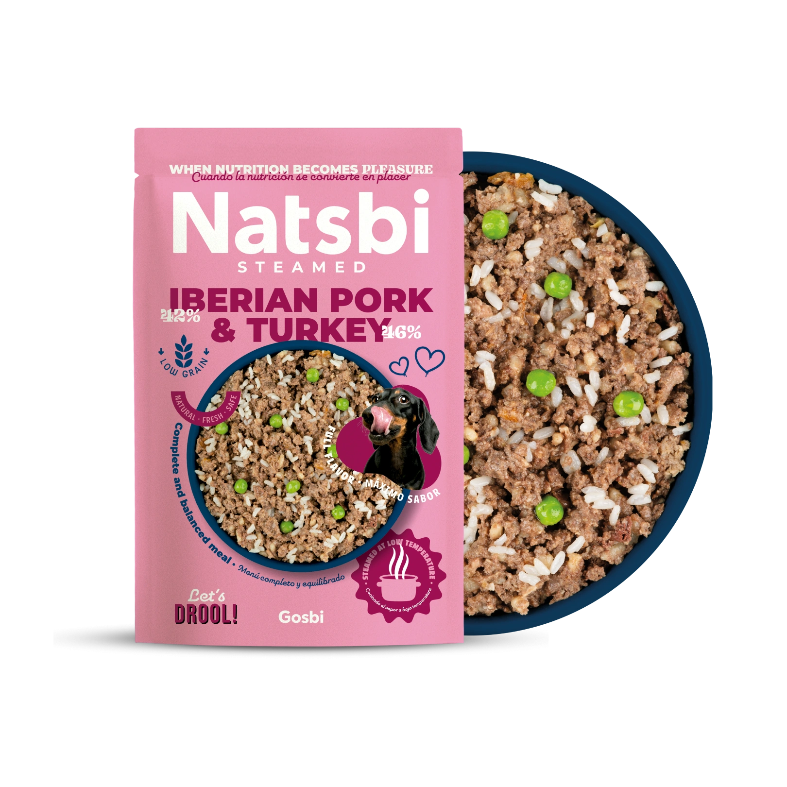נטסבי חזיר והודו מזון טבעי מאודה 500 גרם - Natsbi Pork and Turkey