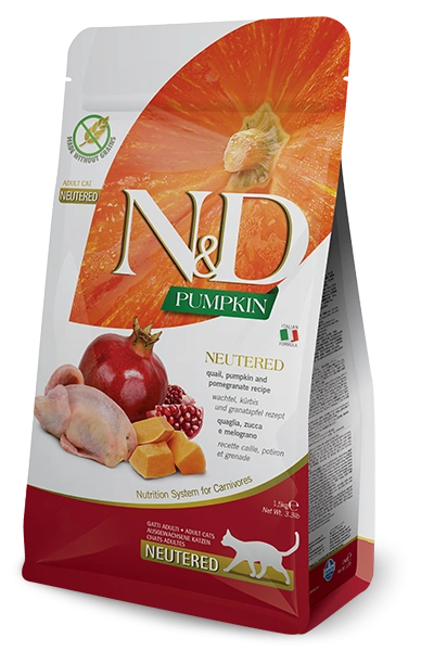 נטורל אנד דלישס שליו חתול מסורס 5 ק"ג -N&D Quall Neutered Cat