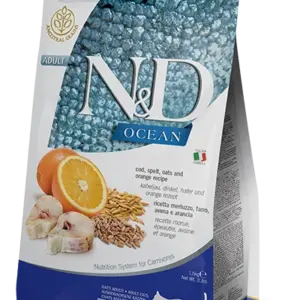 נטורל אנד דלישס דג בקלה חתול בוגר 5 ק"ג- N&D Codfish Adult Cat