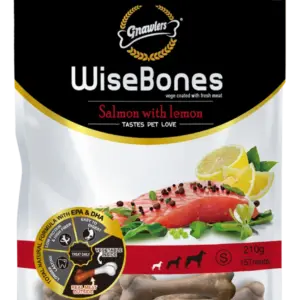 גנאולרס עצמות סלמון בלימון 200 גרם-Gnawlers Wise Bone Salmon&Lemon