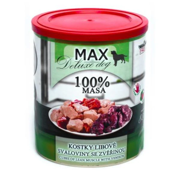 Falco Max מזון רטוב בשימורים קוביות שריר בקר וחזיר עם צבי - 800 גרם
