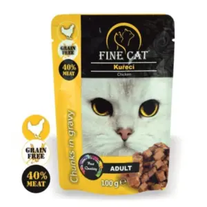 Fine Cat מעדן פאוץ לחתולים עם עוף - 100 גרם