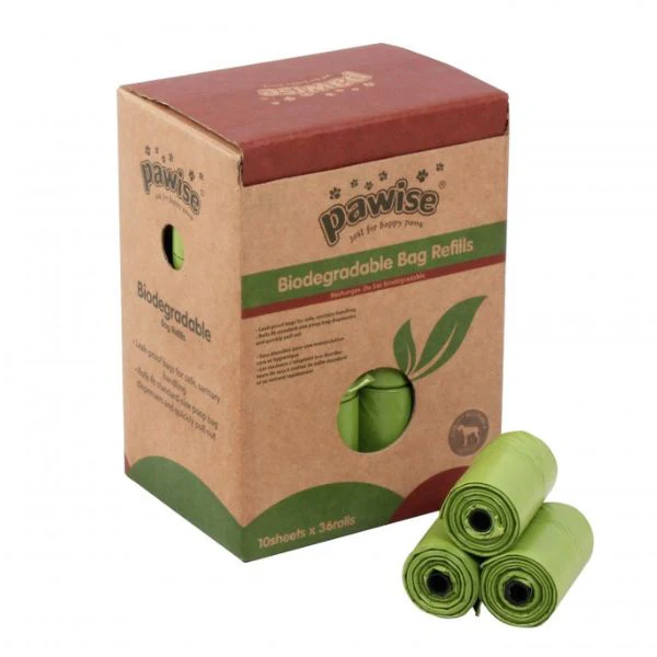 Pawise שקיות שקי קקי מתכלות אריזת חסכון -  36 גלילים