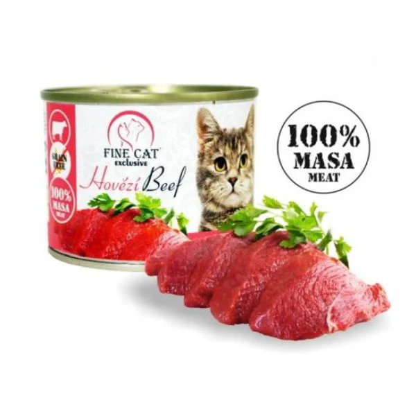Fine Cat מעדן לחתולים 100% בשר פטה בקר - 200 גרם