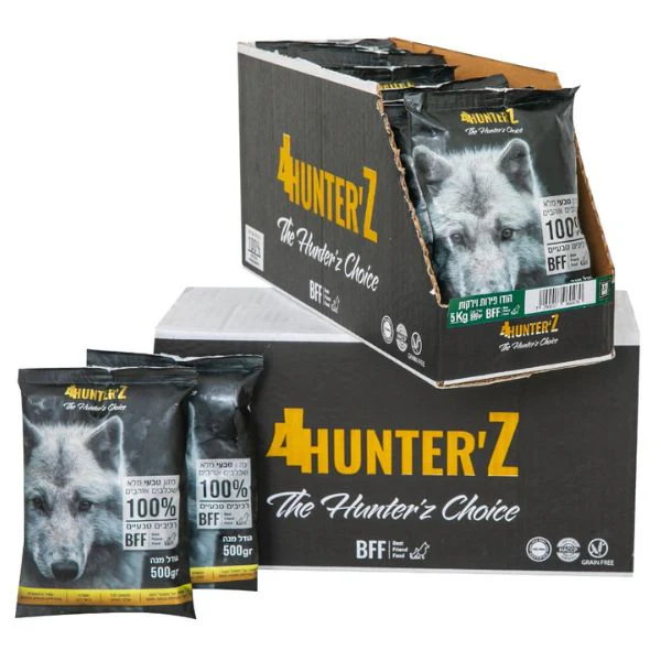4Hunterz פור האנטרז מזון טבעי לכלבים הודו פירות וירקות - 500 גרם
