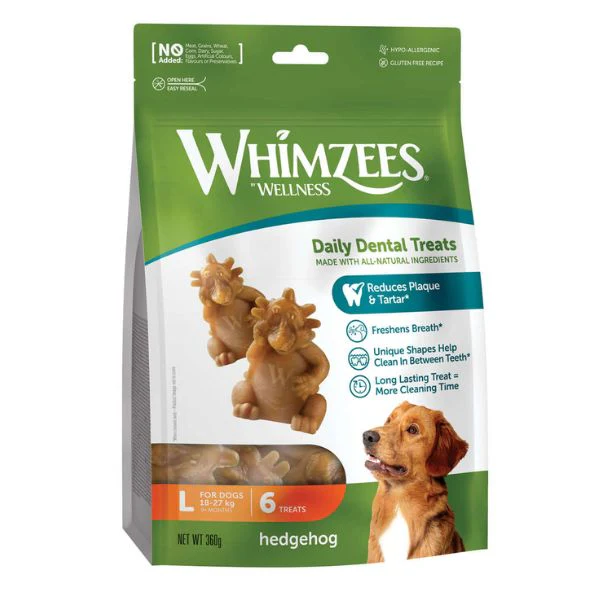 ווימזיז Whimzees קיפוד דנטלי גדול 6 יח' באריזה - 360 גרם
