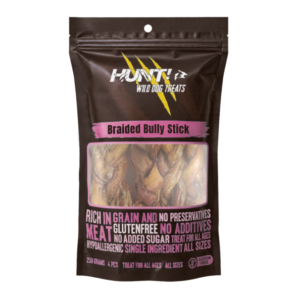Hunt צמות בולי סטיק לכלב 4 יח' - 250 גרם